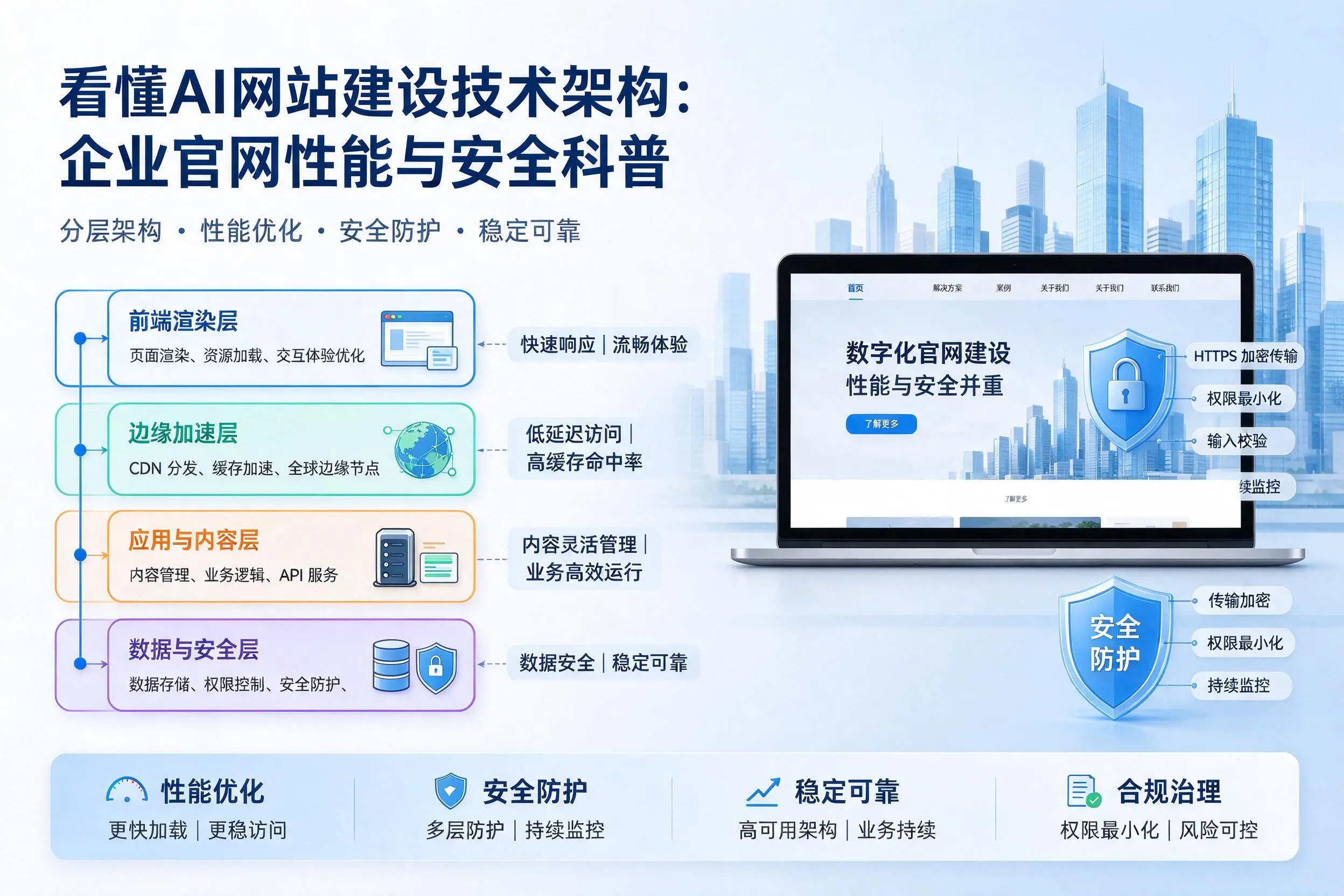 看懂AI网站建设技术架构：锦州企业官网性能与安全科普