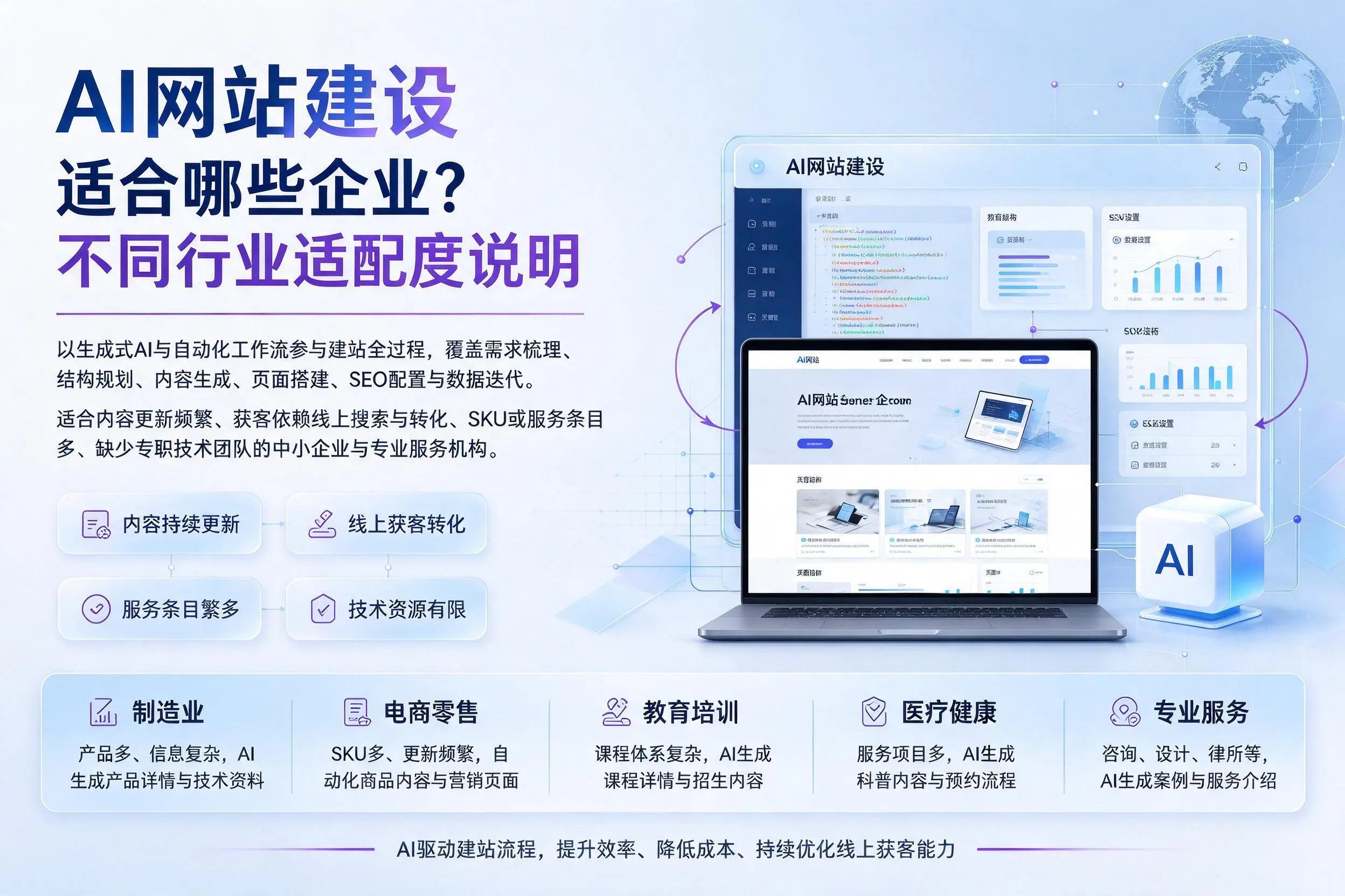 AI网站建设适合哪些企业？锦州不同行业适配度说明